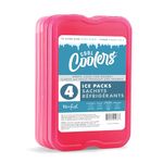 Cool Coolers by Fit & Fresh 4 Pack XL Slim Ice Packs, Quick Freeze Space Saving Reusable Ice Packs for Lunch Boxes or Coolers, Pink