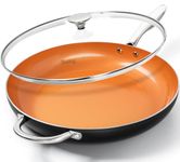 MICHELANGELO Large Frying Pan with Lid, 14 Inch Ceramic Skillet with Nonstick Coating, Healthy Non Stick Fry Pan, Induction Compatible