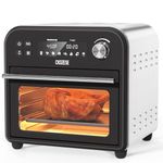 Air Fryer Toaster Oven Combo, 14QT Air Fryer Oven Countertop, Smart Toaster Convection Oven, Stainless Steel Oven with Grill, Roast, Broil, Bake, Dehydrate, Oil-Free (Pitch Dark-Stainless Steel)