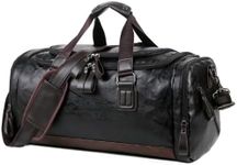 OCCIENTEC Small Holdall Pu Leather Gym Bag Travel Duffle Bag with Multiple Pockets Weekend Overnight Bag for Men and Women (Black-20L)