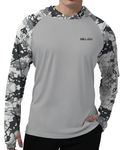 Men's UPF 50+ Sun Protection Hoodie Shirt Long Sleeve SPF Fishing Outdoor UV Hiking Lightweight Shirts, C-b-grey, M