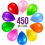 Prextex 450 Party Balloons 12 Inch 10 Assorted Rainbow Colors - Bulk Pack of Strong Latex Balloons for Party Decorations, Birthday Parties Supplies or Arch Decor - Helium Quality