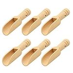 6Pcs Small Wooden Scoops Candy Spoon Washing Powder Spoon Bath Salts Spoons Salt Sugar Coffee Spoon Mini Wooden Spoon for Scooping Tea Coffee Bath Salts Condiments Flour and More