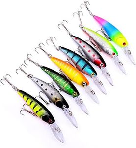OriGlam 8pcs Fishing Lures Set Minnow Swimbait Bass Trout Baits, Artificial Minnow Fishing Lures Lifelike Bass Lures, Fishing Tackle Crank Bait for Trout Bass Salmon