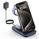 Wireless Charging Station for Apple Devices-GEEKERA 3 in 1 Foldable Wireless Charger Stand for iPhone 16 15 14 13 12 11 Pro Max/X/8, Charging Station for Apple Watch Ultra/SE/8/7/6/5/4,AirPods 2/3/Pro