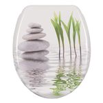 WOLTU Soft Close Toilet Seat, Anti-Bacterial Toilet Seats with Adjustable Hinge, Toilet Lid Loo Cover for Family Bathroom with Assemble Fixtures, Duroplast Stones & Green