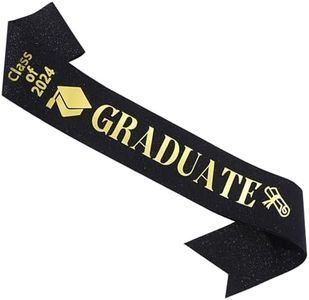 MGJSRNH Senior Class of 2024 Graduate Sash,Black Glitter Satin Gold Foil Finally Graduation Celebration Party Gifts,Graduated Cheerleader Decoration Supplies for Boy And Girl