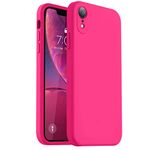 Vooii Compatible with iPhone XR Case, Upgraded Liquid Silicone with [Flat Edges] [Camera Protection] [Soft Anti-Scratch Microfiber Lining] Phone Case for iPhone 10 XR 6.1 inch - Hot Pink