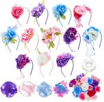 Windkream 353 Pcs Headband Making Kit for Girls Include 12 Headbands 24 Fake Flowers 300 Feathers 4 Mesh Ribbons 1 Roll Double Faced Adhesive Tape 12 Butterfly Accessories for DIY Hair Tea Party Decor