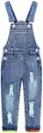 KIDSCOOL SPACE Boy Girl Cute Overalls,Fashion Washed Denim Jumpsuit,Blue,3-4 Years