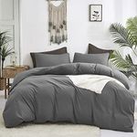 Luxlovery Grey Comforter Full Men Set Gray Bedding Comforter Sets Modern Men Boys Solid Gray Bedding Set Breathable Soft Charcoal Gray Quilts Set Durable Full Comforter Set with 2 Pillowcases