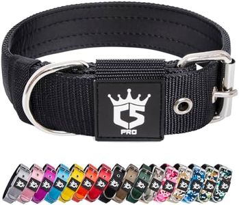 TSPRO Tactical Dog Collar 1.5 Inch Wide - Military Grade Strong, Thick, Heavy Duty With Metal Buckle (Black-L)