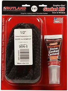 Rutland Products Rutland 96N-6 Grapho-Glas Rope Gasket Replacement Kit, 1/2-Inch by 7-Feet, 1/2" X7', Black