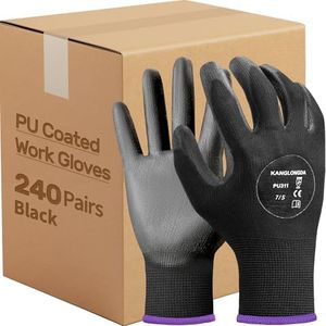 Kebada Safety Work Gloves for Men & Women, 240 Pairs Bulk Pack, PU Coated