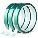 3 Roll Polyester High Temperature Masking Tape, PET Tape with Silicone Adhesive, Ideal for Painting, Powder Coating, Anodizing, Circuit Boards and Photo Splicing(Green，1/2 inches X 82 Feet）