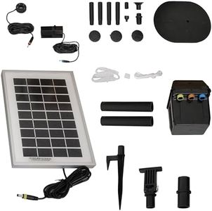 Sunnydaze 66 GPH Solar Water Fountain Pump and Solar Panel Kit with Battery Pack and LED Light - 36-Inch Lift