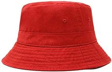 Hot Summer Bucket Hat - Trendy Cotton Sun Hat for Beach, Golf, Fishing - Fun Outdoor Vacation Boonie for Men and Women (Red)