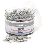 Vrupin 200PCS Heat Shrink Butt Connectors, 26-24 AWG White Marine Grade Waterproof Electrical Wire Connectors, Tinned Copper Insulated Wire Crimp Terminals Butt Splice for Boat Truck