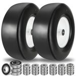 Aremae13x5.00-6 Flat Free Tire and Wheel with 1/2" 3/4" 5/8" Precision Bearings, 13x5x6 Lawn Mower Tires with 3.25"-6.85" Centered Hub, 13x5.00-6 tire for Riding Lawn Mower Garden Tractor