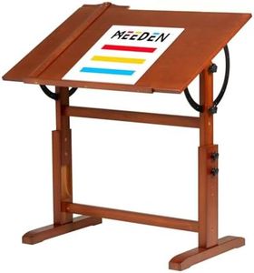 MEEDEN Wood Drafting Table,Artist Drawing Table with Height Adjustable & Tilting Large Surface Tabletop,Studio Painting Table,Art Craft Desk for Writing,Reading,Working Desk,Walnut Color