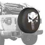 Boomerang - 255/70R17-32" Soft JL Tire Cover for use with 2018-2019 Jeep Wrangler JL Sport & Sahara (with Back-up Camera) - Distressed Punisher Skull