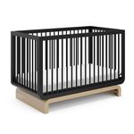 Storkcraft Santorini Deluxe 5-in-1 Convertible Crib with Bonus Toddler Guardrail (Black with Driftwood) – Includes Toddler Guardrail, Fits Standard Crib Mattress