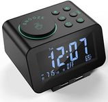 uscce Digital Alarm Clock Radio - 0-100% Dimmer, Dual Alarm with Weekday/Weekend Mode, 6 Sounds Adjustable Volume, FM Radio w/Sleep Timer, Snooze, 2 USB Chargers, Thermometer, Battery Backup