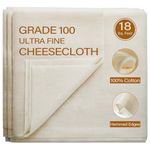 eFond Cheesecloth, 18 Square Feet Grade 100 Cheese Cloths for Straining Reusable, Washable, Lint Free and Ultra Fine Mesh Unbleached Pure Cotton Muslin Cloths for Cooking with Hemmed 2 Edges (2 Yards)