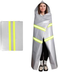 Utypee Emergency Fireproof Cloak with Hood – Silver Silicone Coated Fiberglass Fire Blanket, 59 x 63 Inches, Heat Resistant Safety Cover for Escape- fire Retardant Blanket - fire Extinguisher