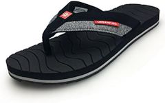 URBANFIND Men's Thongs Flip Flop Sandals Comfortable Athletic Arch Support Beach Shower Slippers Black Grey, 12 D(M) US