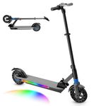 scoot4kids Electric Scooter for Children Aged 8-12 Years, 8'' Foldable Electric Scooters with Colourful Rainbow Light, 25 km Range, LED Display, Adjustable Speed, Gift for Kids and Teenagers