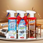 Blueoxy Wood Furniture Polish Spray 500ml + Blueoxy Tap Cleaner in Kitchens & Washrooms 500 ml + Blueoxy Kitchen Cleaner & Degreaser for All Kitchen Surfaces 500 ml (Combo Pack of 3)