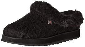 Skechers Women's Keepsakes - Ice Angel slipper, Black Cable Knit Sweater Faux Fur Trim 01, 8 UK