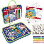 abeec Colouring & Activity Lap Case Blue | Kids Travel Tray with Activity Pad, Sticker Sheet & Pens | Fun Art Case for Boys Aged 3–8 | Colouring Set for Holidays, Road Trips & Schoolwork