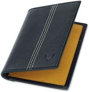 PELLE TORO Minifold Men's Leather Wallet with RFID Blocking Slim Contactless Handmade Minimalist Wallet in Gift Box for Men, Charcoal Grey/Caramel, Taille Unique