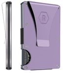 The Ridge Minimalist Slim Wallet For Women - RFID Blocking Front Pocket Credit Card Holder - Metal Wallet For women With Money Clip, Lavender, Minimalist, Money Clip