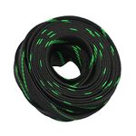 30ft PET Expandable Braided Sleeving Flexo Wire Cable Sleeve (2/3", Green&Black)