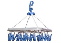 Sinco Daiwik Plastic Square Cloth Drying Stand Hanger with 24 Clips/pegs, Baby Clothes Hanger Stand, (Set of 1) , Multicolor