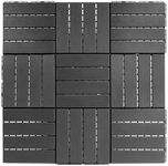 FloorPops 11.8-in by 11.8-in Straight Groove Dark Grey Interlocking Deck Tiles, Pack of 9 Tiles, FPD6183