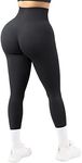 SUUKSESS Women Seamless Butt Lifting Leggings High Waisted Workout Yoga Pants (Black, S)