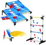 EastPoint 3-in-1 Cornhole, Ladderball, Bottle Smash Outdoor Game