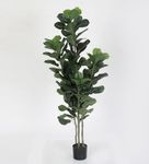 Home Bloom 6ft Artificial Plant Fiddle Leaf Fig Tree Fake Tree in Pot Natural Faux Tree with Home Décor Ficus Lyrata Greenery Plant Indoor Outdoor Decor for House Home Office (Green)