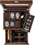 TAWBURY 6 Watch and Jewellery Box Men - Vegan Leather Watch Display Case | Mens Watch Box Organiser | Mens Watch Storage Box | Watch Cases for Men | Men’s Jewelry Box Watchbox