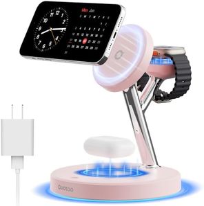 【Adjustable Blue Ambient Light】 Wireless Charger 3 in 1 for iPhone, Magnetic Charging Station for Apple Family,15W Fast MagSafe Charger Stand,for iPhone17-12-iWatch AirPods Series