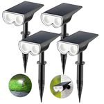 Linkind 16-LED Solar Landscape Spotlights, Dusk-to-Dawn IP67 Waterproof Solar Powered Garden Lights Outdoor, 6500K Daylight White, Outdoor Wall Lights for Garden Yard Driveway Porch Walkway, 4 Pack