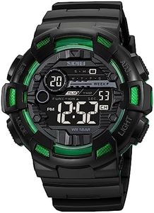 FANMIS Mens Digital LED Sports Watch Military Multifunction Dual Time Alarm Countdown Stopwatch 12H/24H Time Backlight 164FT 50M Waterproof Calendar Month Day Date Watch, Black, Digital