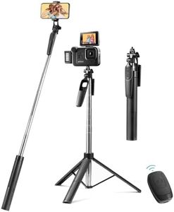 Vinabo Perche à Selfie Bluetooth 3 en 1, Trepied Smartphone, 160CM Perche Selfie Rétractable, Stabilisateur Smartphone avec télécommande Amovible et Rotation à 360°, pour iPhone, Galaxy, Huawei