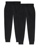 TEX2FIT 2-Pack Girls Joggers, Soft Fleece Sweatpants for Girls (2pcs Set) (Black/Black, Small (7-9yrs))