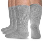 NOVAYARD 3 Pairs Diabetic socks Wide Crew Edema Bariatric Hospital Socks (Grey)