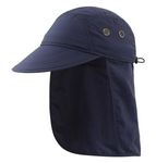 Decentron Mens Baseball Cap with Neck Flap UPF 50+ Sun Protection Hat for Hiking Fishing Gardening Hat with Flap Navy Blue